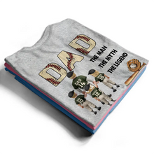 Load image into Gallery viewer, Baseball Dad: The Man The Myth The Legend - Custom Personalized T-Shirt for Dads and Grandpas T-shirt PopCulturePrints