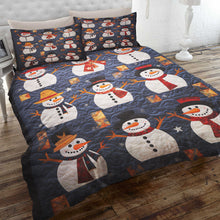 Load image into Gallery viewer, Festive Snowman Christmas Quilt Bed Set - Cozy Holiday Bedding | Valentine's Day Gifts Blanket PopCulturePrints