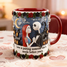 Load image into Gallery viewer, Love is putting someone else's needs before yours - Personalized Couple Accent Mug Coffee Mug PopCulturePrints