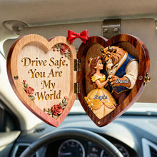 Load image into Gallery viewer, Drive Safe, You Are My World - Fairy Tale Couple Car Visor Clip - Personalized Gift for Couples Car Visor Clip PopCulturePrints