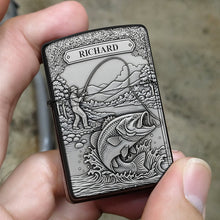 Load image into Gallery viewer, Catch the Moment: Personalized Fishing Man Lighter - Unique Gift for Fishing Lovers Lighter PopCulturePrints