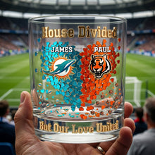 Load image into Gallery viewer, “House Divided, But Our Love United” - Personalized Love United Drinking Glass - Custom Gifts for Couples