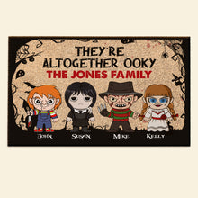 Load image into Gallery viewer, Personalized Horror Family Welcome Mat - Spooky Home Decor Doormat PopCulturePrints