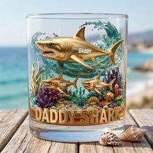 Load image into Gallery viewer, "Daddy Shark" - Unique Personalized Glass for Dads - Gift for Father, Grandpa, or any special dad! Glass PopCulturePrints