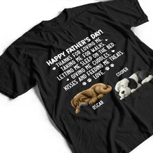 Load image into Gallery viewer, Happy Father's Day! - Personalized Sleeping Dog T-Shirt - Gift for Dad, Grandpa & Dog Lovers T-shirt PopCulturePrints