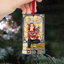 Load image into Gallery viewer, Personalized Ornament for Book Lovers - Girl Reading on Book Stack Ornament PopCulturePrints