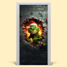 Load image into Gallery viewer, Festive Grinch Christmas Door Cover - Personalized Holiday Decor Door Covers PopCulturePrints