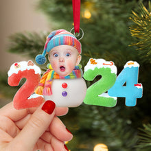 Load image into Gallery viewer, Baby's First Christmas 2024 Photo Ornament Ornament PopCulturePrints