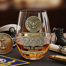 Load image into Gallery viewer, “Honoring Valor, Celebrating Legacy” - Military 250th Anniversary Glass Egg Cup Personalized Gift for Veterans Glass Egg Cup PopCulturePrints