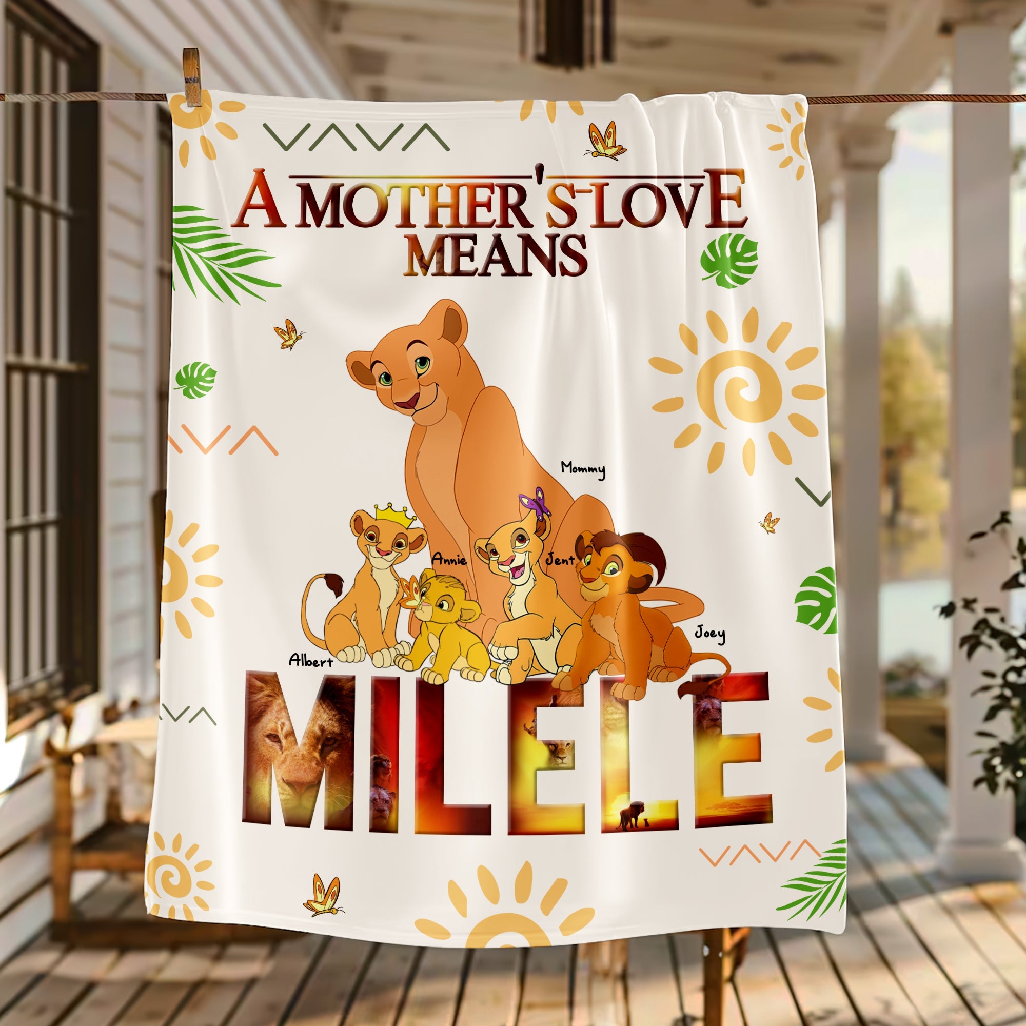 A Mother's Love Means MILELE - Personalized Lion Blanket for Mom Blanket PopCulturePrints