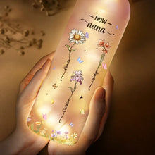 Load image into Gallery viewer, "From First Mom to Now Grandma: A Floral Tribute" - Personalized Bottle Light Gift for Mom, Grandma, and Loved Ones Bottle Light PopCulturePrints