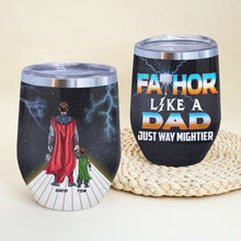 Load image into Gallery viewer, Personalized Super Dad & Kid Wine Tumbler Wine Tumbler PopCulturePrints