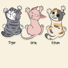 Load image into Gallery viewer, Personalized Car Decal for Cat Lovers - Funny Hanging Cats Custom Names Decal Sticker PopCulturePrints