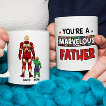 Load image into Gallery viewer, Marvelous Father Personalized Superhero Coffee Mug Coffee Mug PopCulturePrints