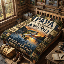 Load image into Gallery viewer, Hooked On Papa: Much Cooler Than a Normal Papa - Personalized Blanket for Dad Blanket PopCulturePrints