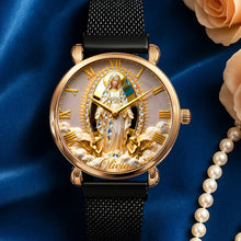 Load image into Gallery viewer, “Embrace Your Faith with the Virgin Mary” - Personalized Mesh Strap Quartz Watch - Unique Gift for Christians, Loved Ones, and Special Occasions Quartz Watch PopCulturePrints
