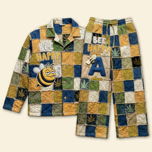 Load image into Gallery viewer, Bee Happy Pajama Set - Custom Gifts for Weed Lovers Pajama Set PopCulturePrints