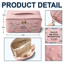 Load image into Gallery viewer, Bad Bi*ch Affirmation - Personalized Leather Makeup Bag Leather Makeup Bag PopCulturePrints