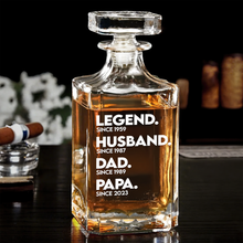 Load image into Gallery viewer, Celebrate Greatness - Personalized Dad Whiskey Decanter Set Whiskey Bottle PopCulturePrints