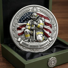 Load image into Gallery viewer, Honor, Service, Sacrifice - Personalized Firefighter Pride Metal Coin - Gift for Firefighters, Heroes, and Loved Ones Coin PopCulturePrints
