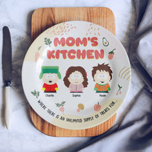 Load image into Gallery viewer, Mom's Kitchen Personalized Ceramic Round Plate - Unique Gift for Mom and Grandma Ceramic Round Plate PopCulturePrints