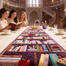 Load image into Gallery viewer, “Dive into a World of Imagination!” Magical Bookshelf Quilted Table Runner - Personalized Gift for Book Lovers