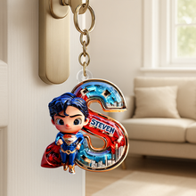 Load image into Gallery viewer, “Unlock Your Superhero Spirit!” - Initial Letter Keychain - Personalized Gift for Kids, Friends, and Family Keychains PopCulturePrints