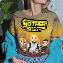 Load image into Gallery viewer, "The Best Mother in the Galaxy" - Personalized Mom Shirt - Perfect Gift for Moms, Grandmas, and More! AOP Products PopCulturePrints