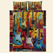Load image into Gallery viewer, Personalized Guitar Lover's Quilt Bedding Set - Unique Gift for Music Fans Blanket PopCulturePrints