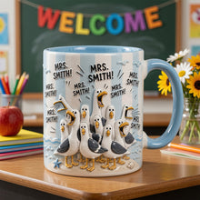 Load image into Gallery viewer, Laughing Seagulls Say 'Mrs. Smith' – Personalized Funny Teacher Life Mug Coffee Mug PopCulturePrints