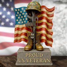 Load image into Gallery viewer, "Honor Your Hero: A Proud Tribute to Veterans" - Personalized Veteran Dad Acrylic Plaque - Gift for Dad, Grandpa, or Father Figures Shaped Plaques PopCulturePrints
