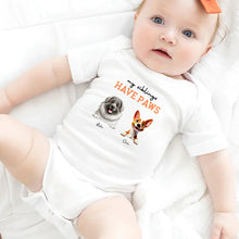 Load image into Gallery viewer, My Sibling Has Paws - Personalized Baby Onesie with 3D Effect Baby Onesie PopCulturePrints