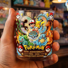 Load image into Gallery viewer, Gotta Catch ‘Em All – 30 Years Monster Adventure Round Glass - Personalized Anniversary Gift Glass PopCulturePrints