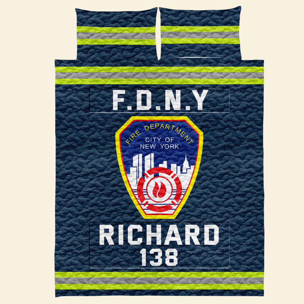 Custom Fire Department Quilt Bedding Set - Personalized Gifts for Firefighters Blanket PopCulturePrints