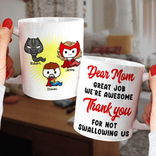 Load image into Gallery viewer, Personalized Superhero Mom Mug - Fun Appreciation Gift Coffee Mug PopCulturePrints