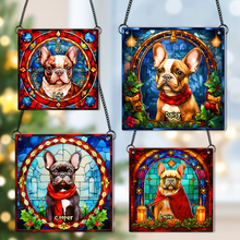 Load image into Gallery viewer, Personalized French Bulldog Christmas Suncatcher Ornament for Dog Lovers Suncatcher PopCulturePrints