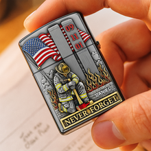 Load image into Gallery viewer, Never Forget – Personalized Firefighter Lighter - Custom Gift for Heroes Lighter PopCulturePrints