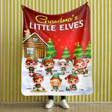 Load image into Gallery viewer, Grandma's Little Elves Personalized Christmas Blanket Blanket PopCulturePrints