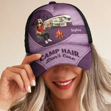 Load image into Gallery viewer, Camp Hair Don't Care - Personalized Mesh-back Cap for Outdoor Lovers Mesh-back Casual Cap PopCulturePrints