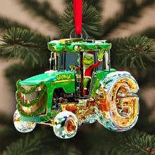 Load image into Gallery viewer, “Green Joy for Tractor Lovers” - Personalized Green Tractor Initials Ornament for Heartfelt Christmas Gifts Ornament PopCulturePrints