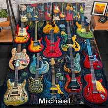 Load image into Gallery viewer, Personalized Guitar Lover's Quilt Bedding Set - Acoustic Vibe Blanket PopCulturePrints