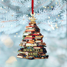 Load image into Gallery viewer, Personalized Christmas Ornament for Book Lovers with Custom Book Club Name Ornament PopCulturePrints