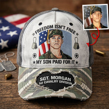 Load image into Gallery viewer, Freedom Isn't Free - Personalized Military Cap for Veteran Families Caps PopCulturePrints