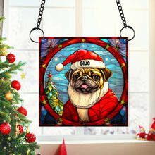 Load image into Gallery viewer, Personalized Pug Dog Christmas Suncatcher Ornament - Festive Gifts for Dog Lovers Suncatcher PopCulturePrints