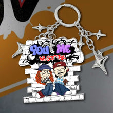 Load image into Gallery viewer, Personalized Y2K Cartoon Couple Keychain - Unique Gift for Couples Keychains PopCulturePrints