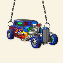 Load image into Gallery viewer, "Rev Up Your Holiday Spirit!" - Personalized Vibrant Muscle Car Suncatcher - Custom Gifts for Hot Rod Lovers Ornament PopCulturePrints