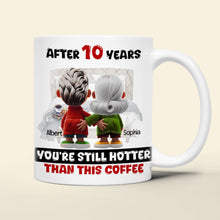 Load image into Gallery viewer, Personalized Couple Mug - After 10 Years You’re Still Hotter Than This Coffee Coffee Mug PopCulturePrints