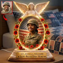 Load image into Gallery viewer, God Bless This Hero - Personalized Veteran Memorial Light Box Light Box PopCulturePrints