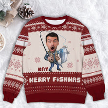Load image into Gallery viewer, Personalized Fishing Lover Christmas Ugly Sweater Ugly Christmas Sweater PopCulturePrints
