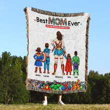 Load image into Gallery viewer, "You're our Superhero and always will be" - Personalized Woven Blanket for Mom - Perfect Gift for Mother's Day, Grandma & More Blanket PopCulturePrints